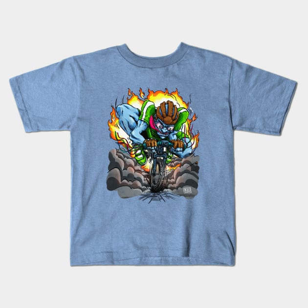 Hot Rod Cyclist Kids T-Shirt by enoogs